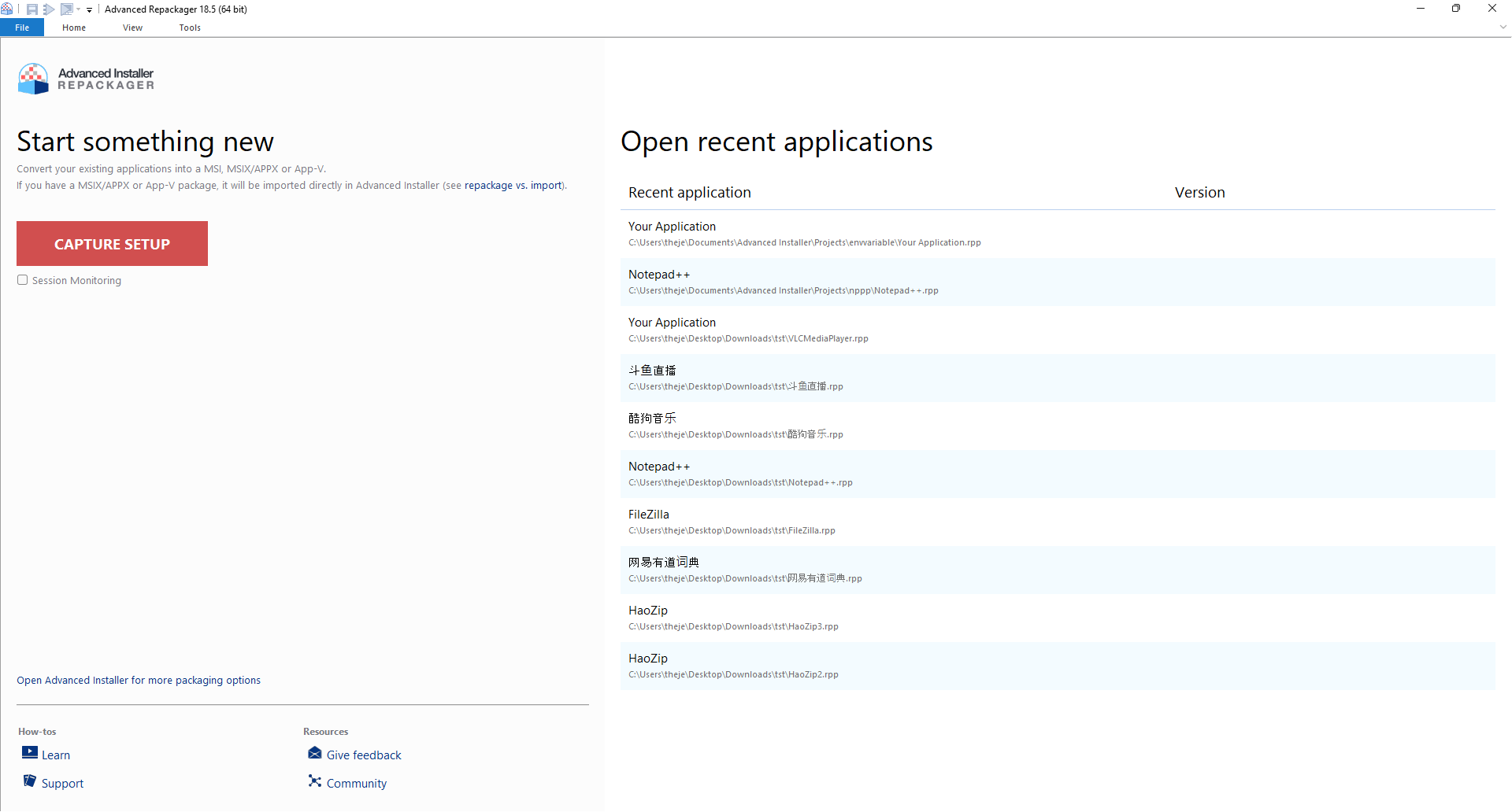 Advanced Repackager Main View