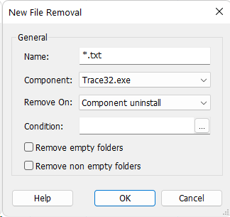 Advanced Installer File Removal Dialog