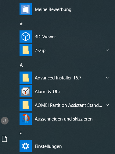 Application shortcut german language