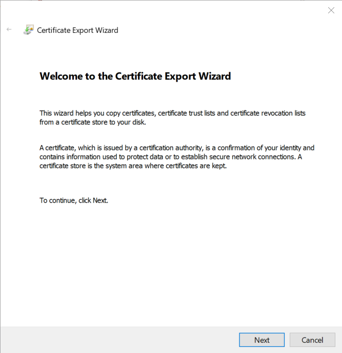 Certificate Export Wizard