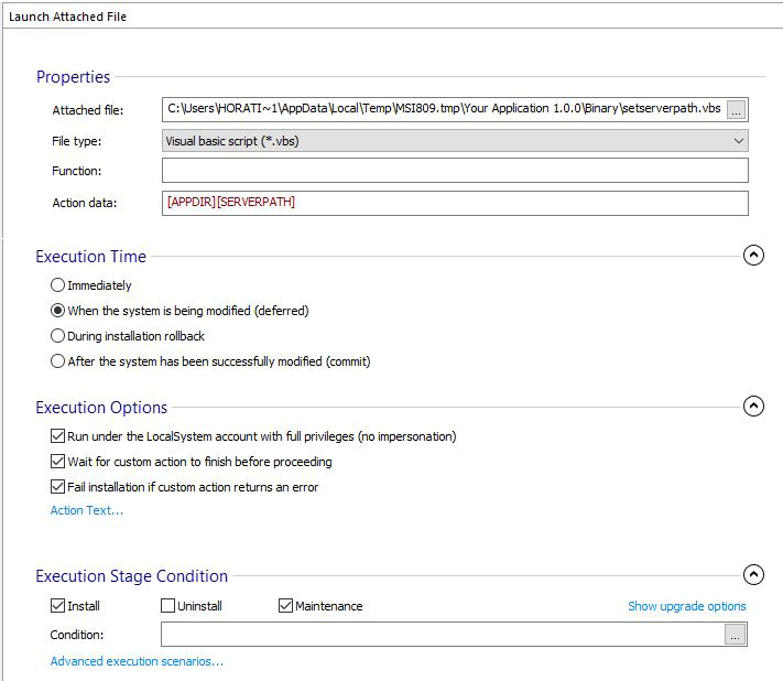 Configure CustomActions