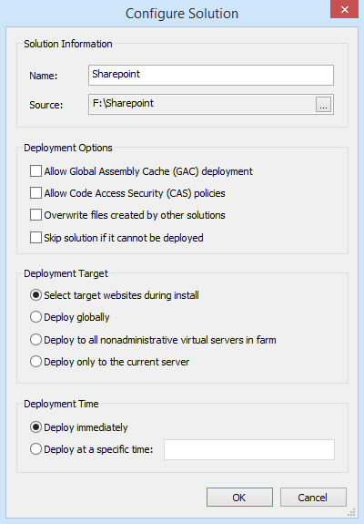 Configure solution