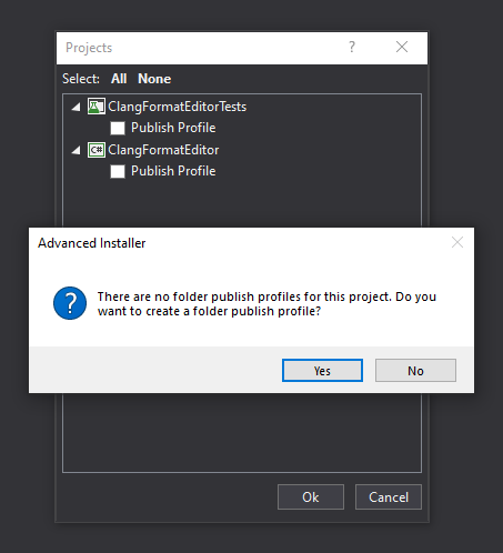 Create publish profile prompt