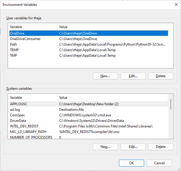 Environment Variables View