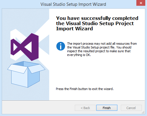 Import Visual Studio Setup project