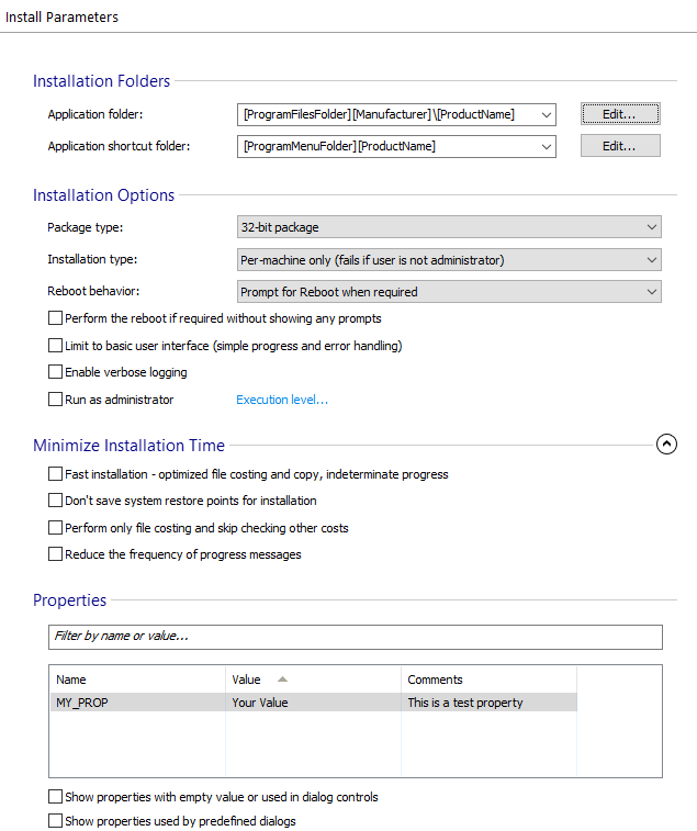 Install Parameters