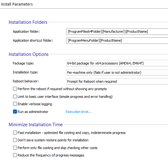 Install Parameters