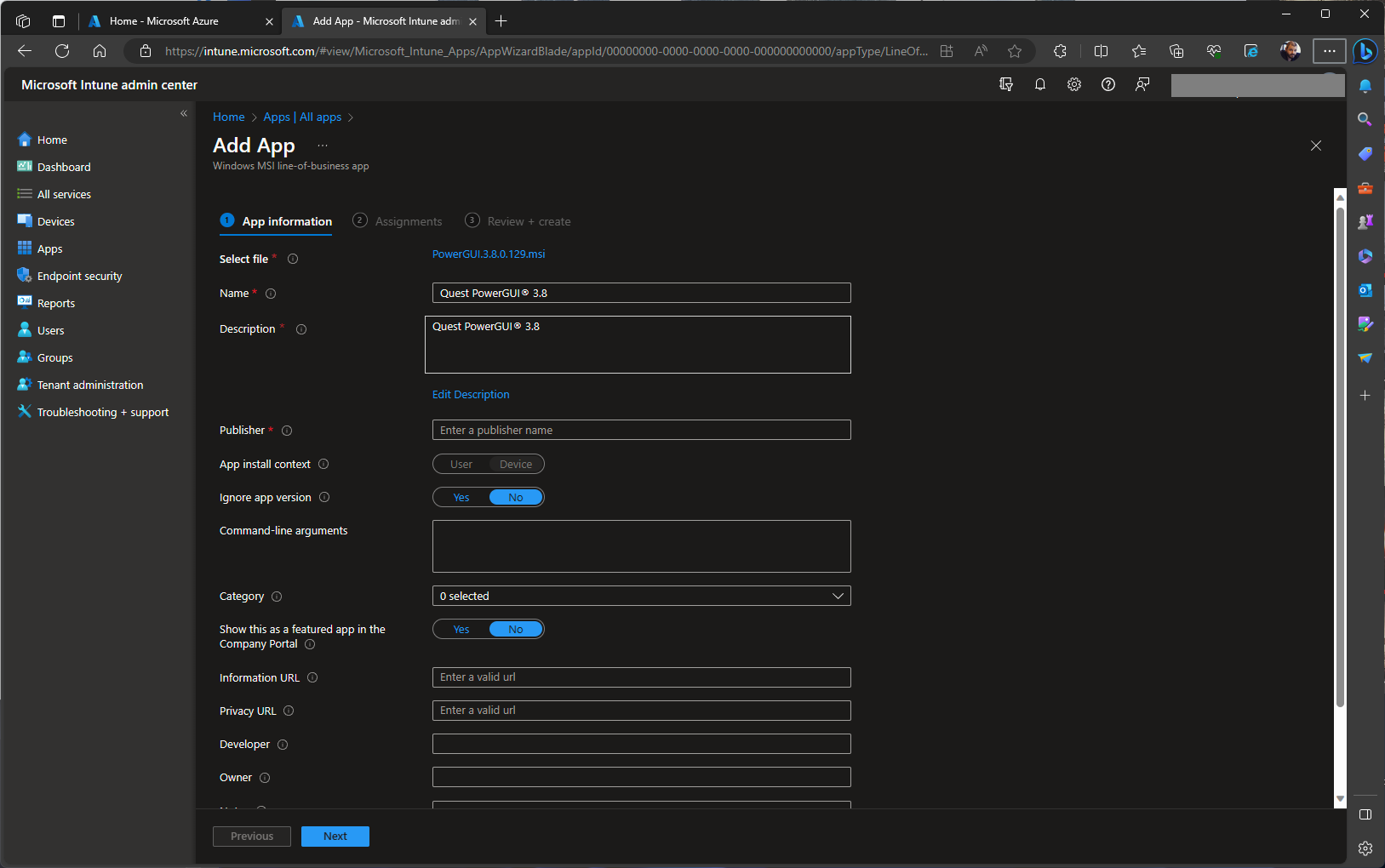 Intune LOB method