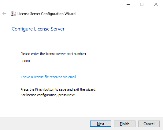 License Server Configuration Wizard