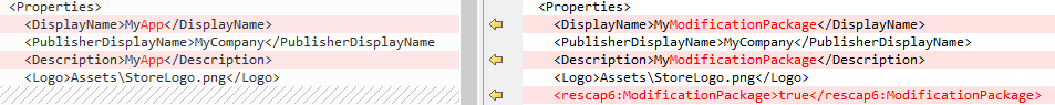 Manifest file entry set