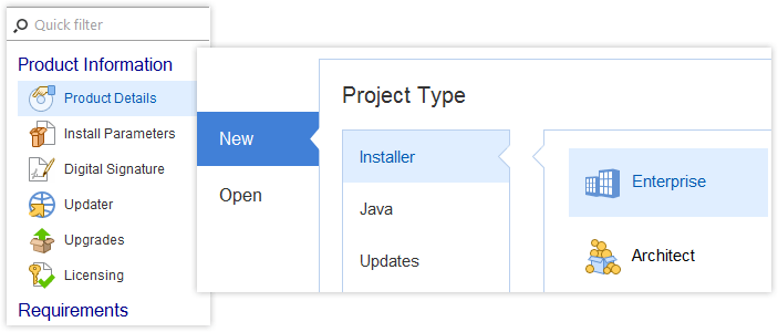 Modern User Interface in Advanced Installer