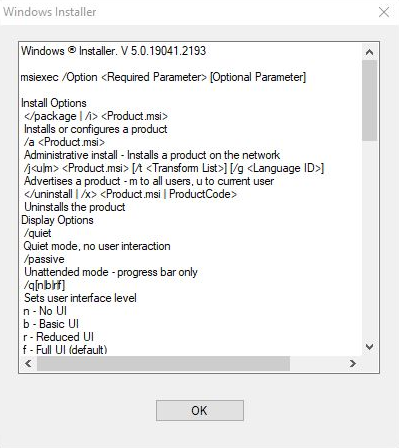 Msiexec commands