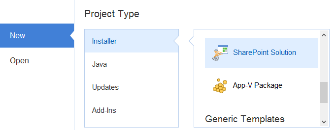 Starting a SharePoint solution project