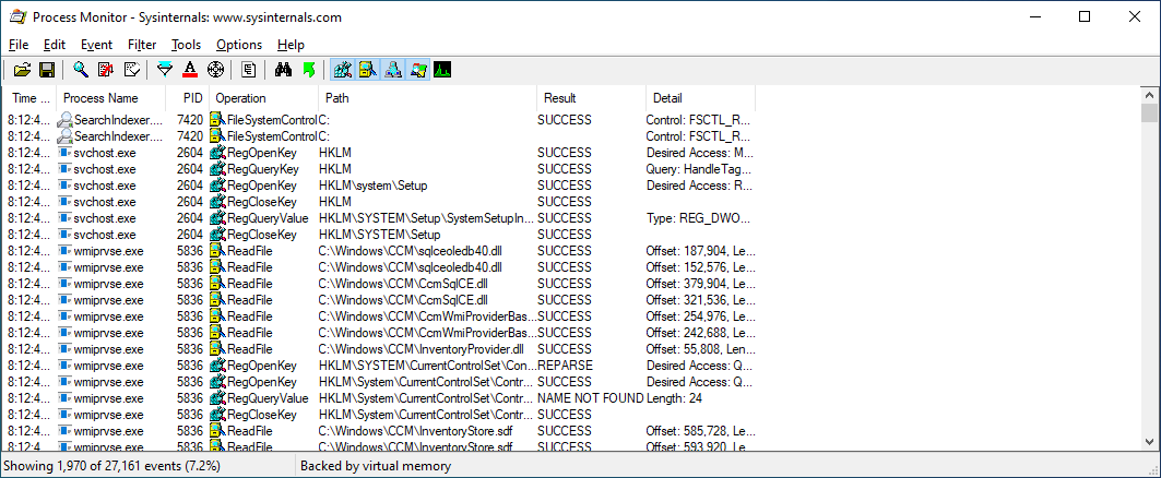 Process Monitor Main View