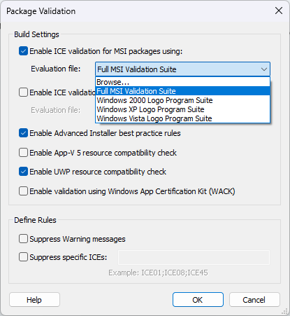 Package validation full msi validation suite