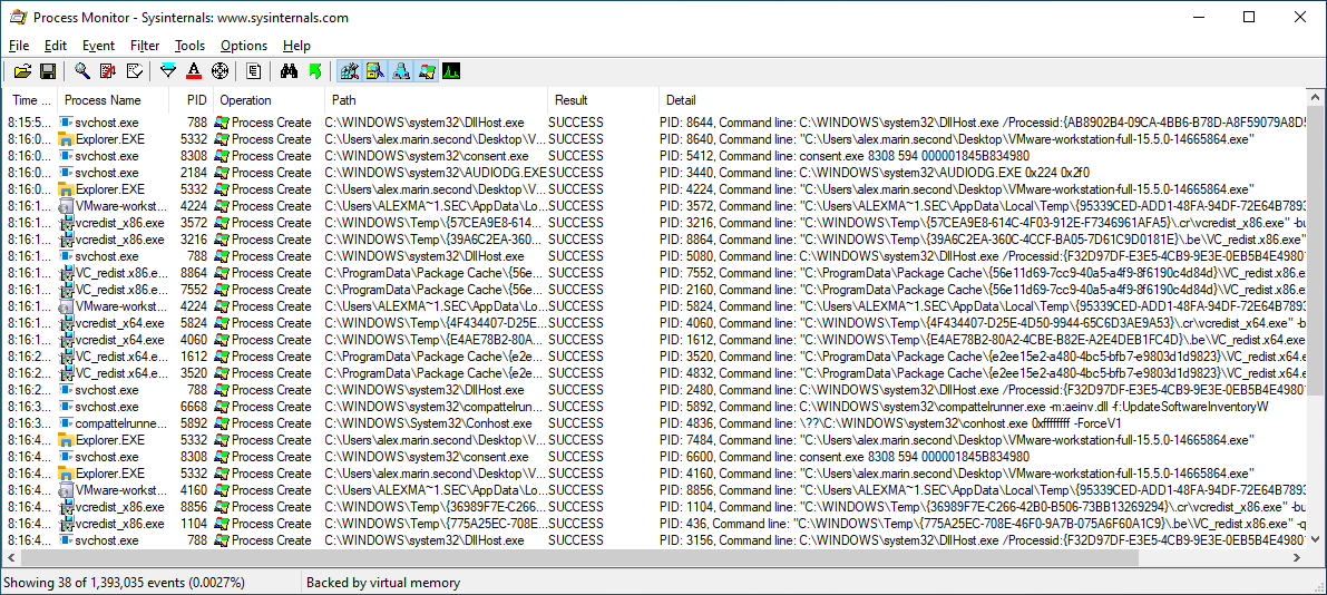 Process Monitor Main View