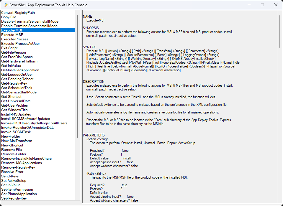 PSADT functions