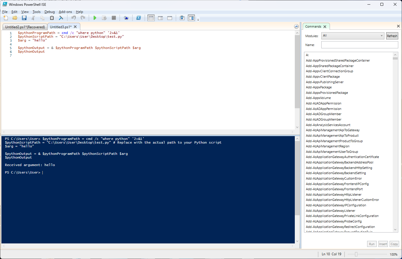 Run python in powershell