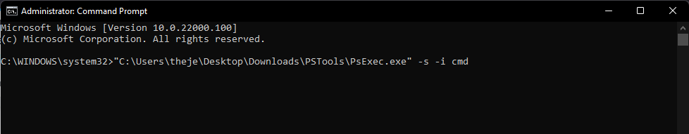 Run CMD with PSExec