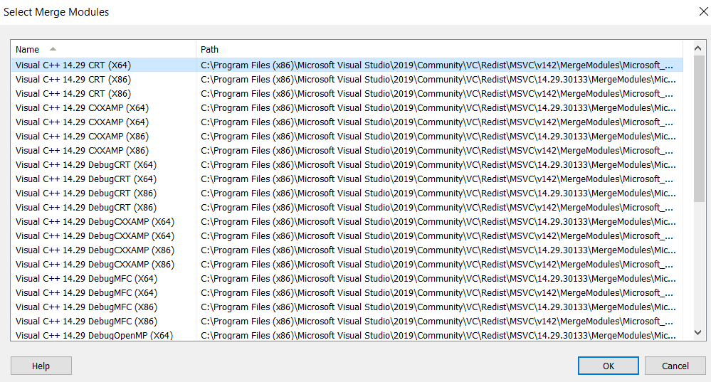 Select merge modules