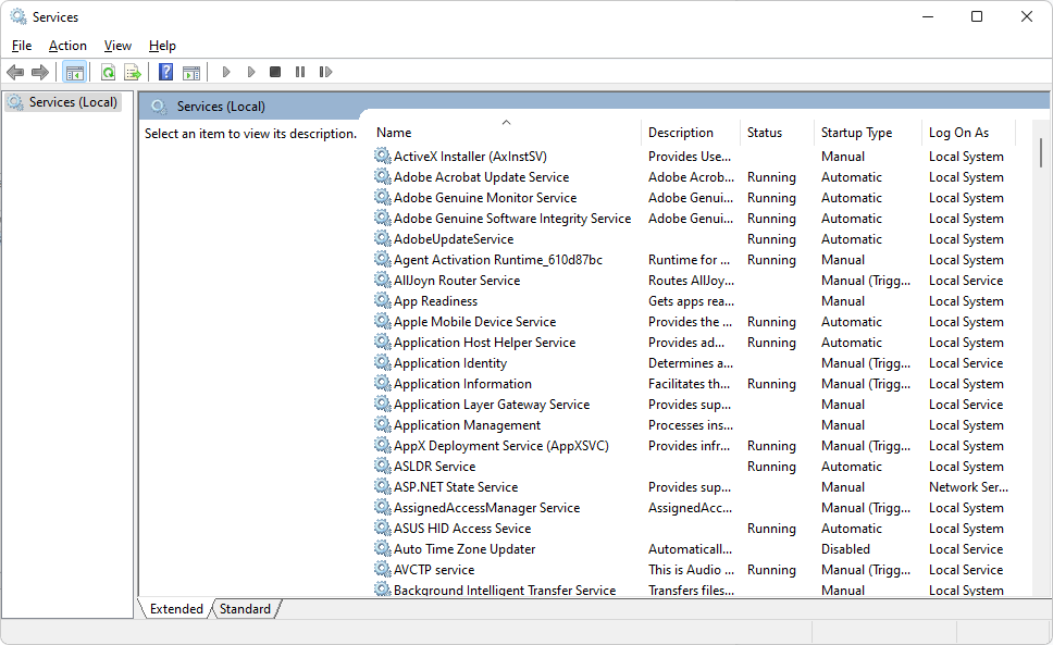 Service Properties and Settings