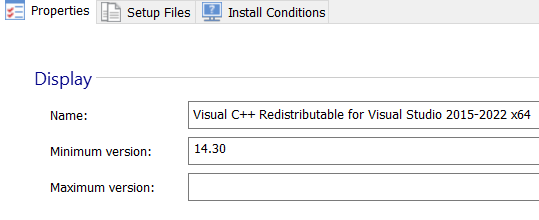 Set minimum and maximum visual c++ version required