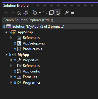 Solution Explorer - Product.wxs