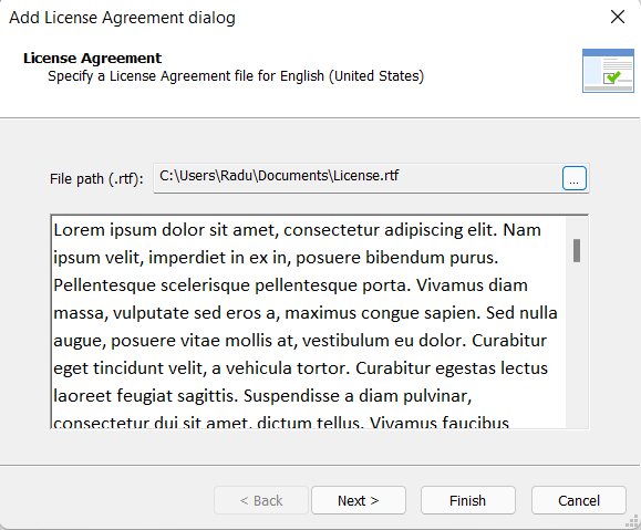 Specify Path of License File