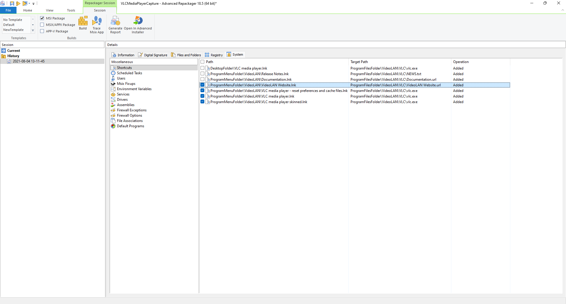 Advanced Repackager System Capture Output