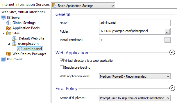 IIS Virtual Directory configuration