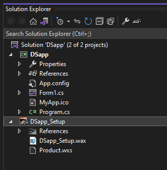 Visual Studio Solution Explorer